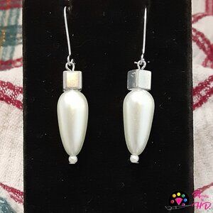 Festive Vintage Handmade Light Bulb Pearl Beaded Drop Earrings